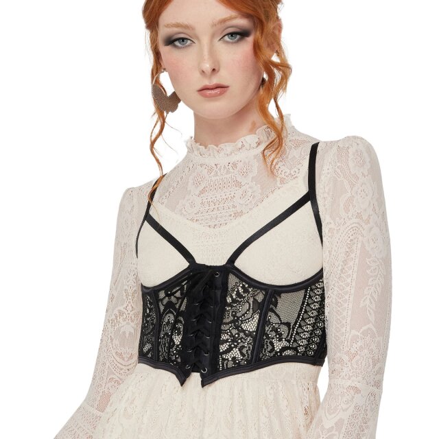 Schwarzes Spitzen-Bustier mit Cut-out,...