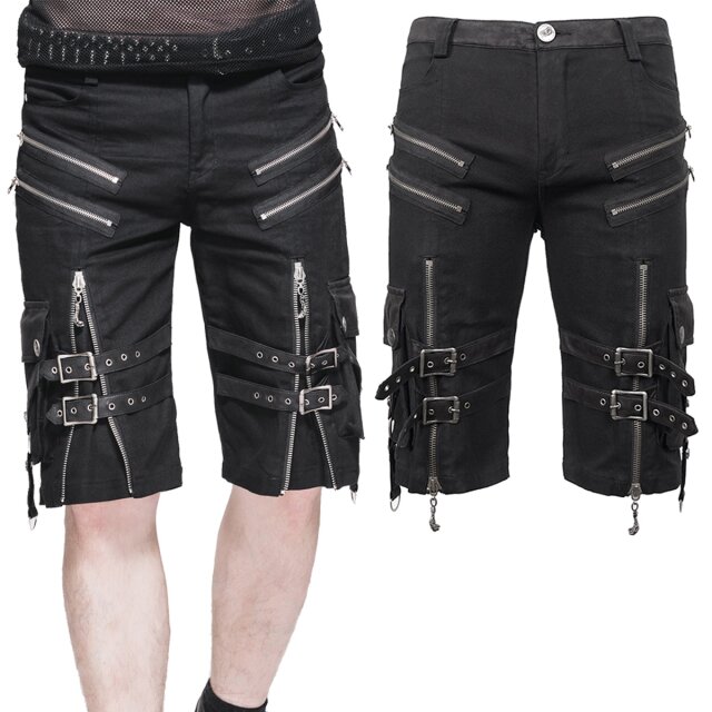 Schwarze Gothic-Punk Short mit vielen...