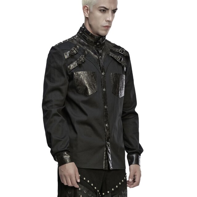 Punk Rave Wasteland Shirt Rust Raider with Faux Leather