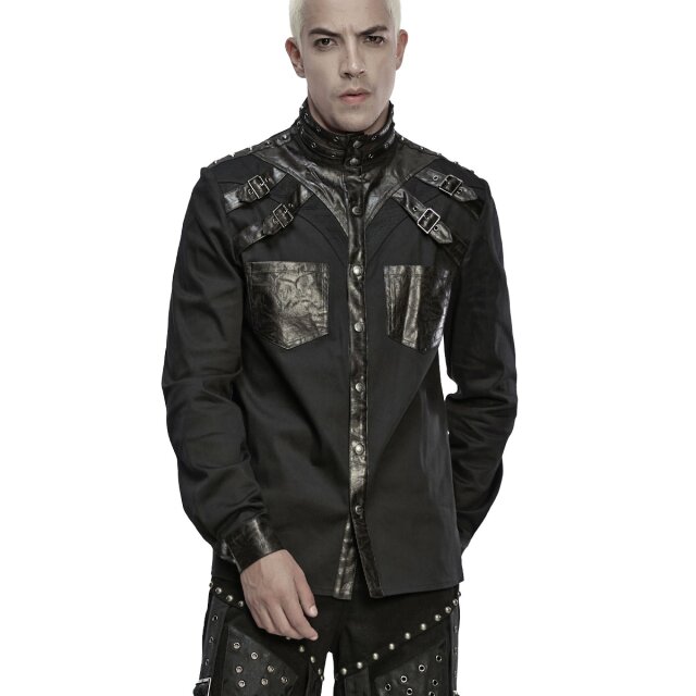 Punk Rave Wasteland Shirt Rust Raider with Faux Leather