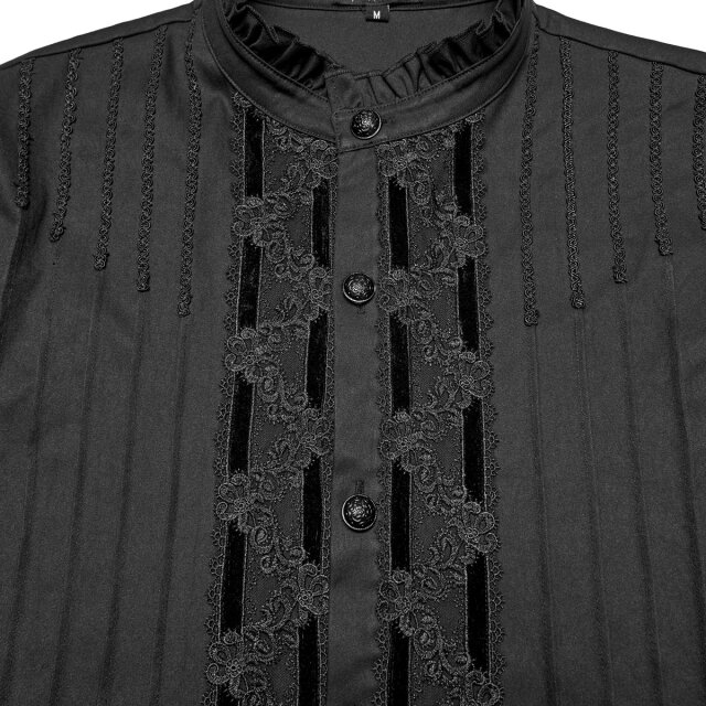Punk Rave Shirt In Noble Dignity with Pintucks -black