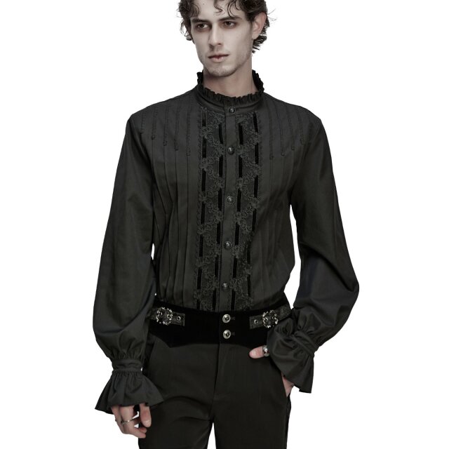 Punk Rave Shirt In Noble Dignity with Pintucks -black