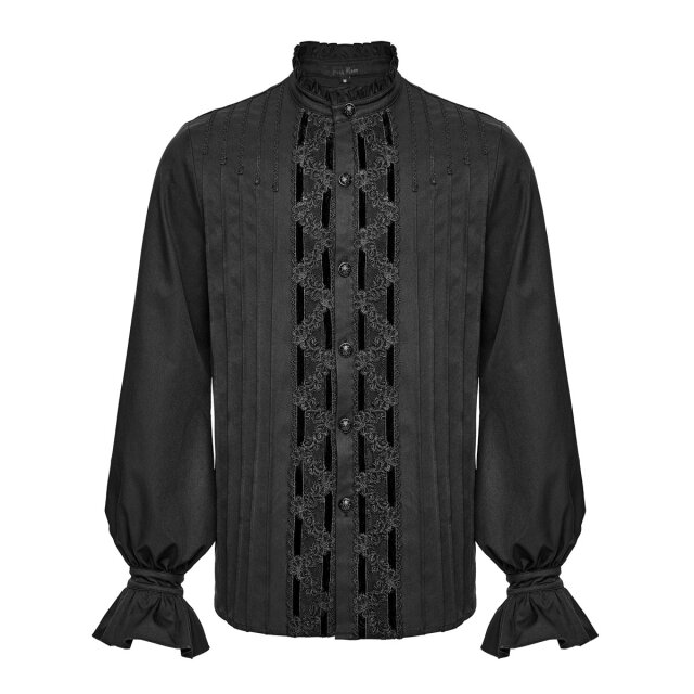 Punk Rave Shirt In Noble Dignity with Pintucks -black
