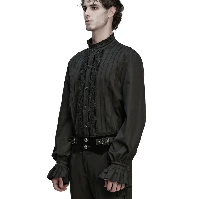 Punk Rave Shirt In Noble Dignity with Pintucks -black