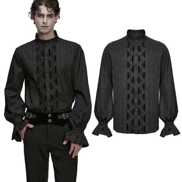 Punk Rave Shirt In Noble Dignity with Pintucks -black