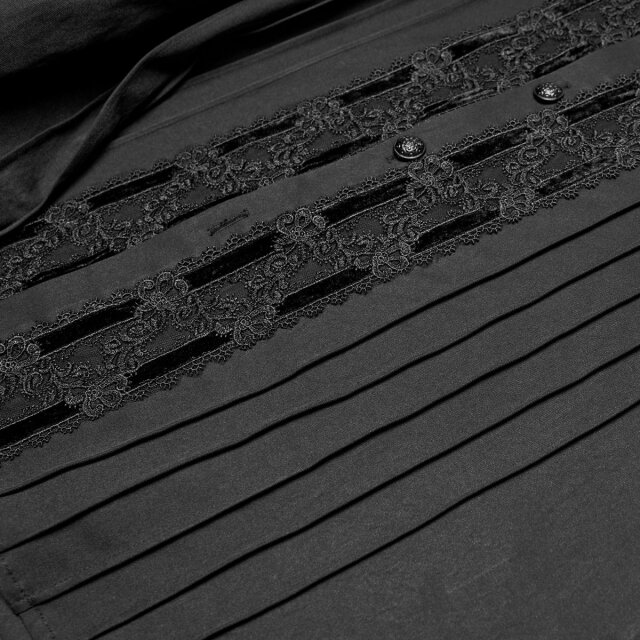 Punk Rave Shirt In Noble Dignity with Pintucks -black