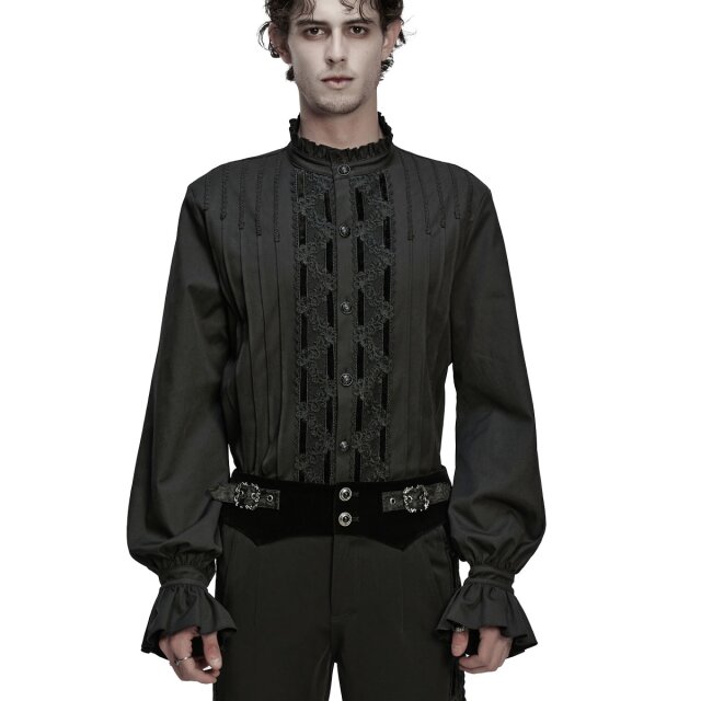 Punk Rave Shirt In Noble Dignity with Pintucks -black
