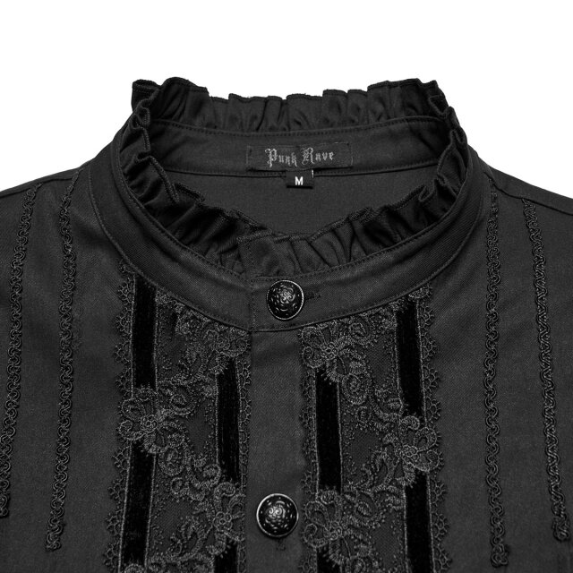 Punk Rave Shirt In Noble Dignity with Pintucks -black