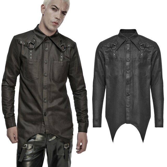 Maskulines Gothic-Hemd (WY-1857BK) aus Velours in...