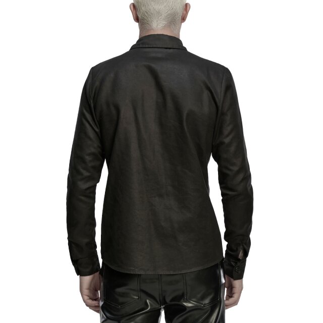 Punk Rave Velour Gothic Shirt in Dark Restraint with Bat Collar