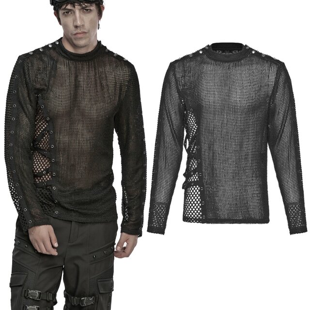 Masculine Gothic punk mesh longsleeve (WT-1056BK) with a...