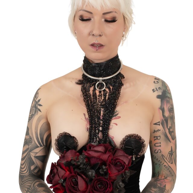 Mondin Black Rain Choker mit Perlenketten