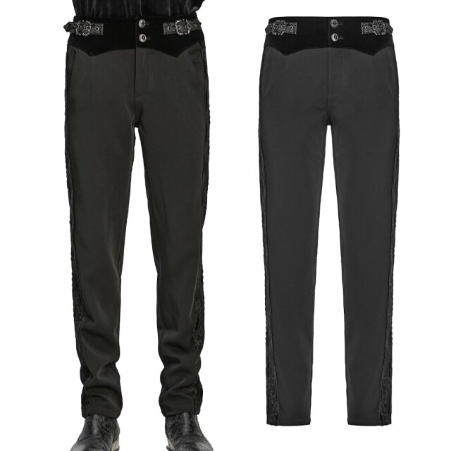 Elegante Gothic-Herrenhose (WK-757BK) mit Samtbund in...