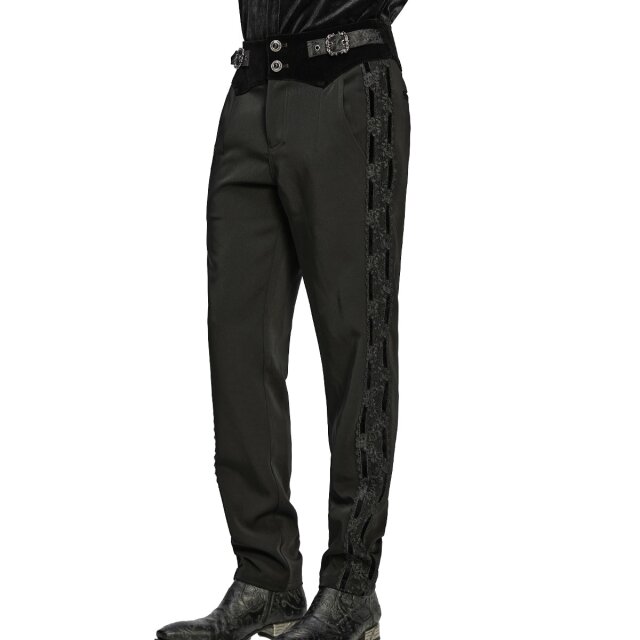 Dunkelromantische Punk Rave Hose Forma Nera mit Samtbund M