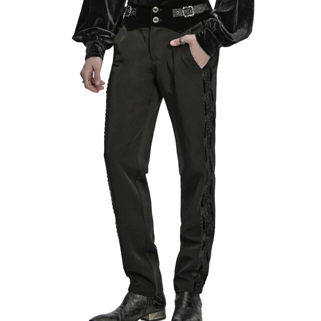 Dunkelromantische Punk Rave Hose Forma Nera mit Samtbund M