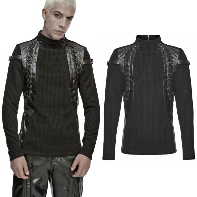 Figure-hugging gothic long-sleeved top (WT-1040BK) made...