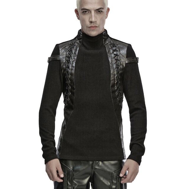 Punk Rave double ribbed long sleeve Unaffected with faux leather