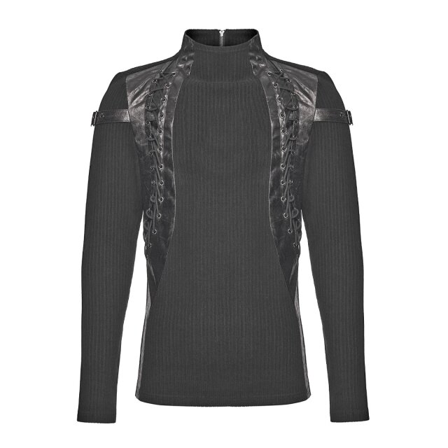 Punk Rave double ribbed long sleeve Unaffected with faux leather
