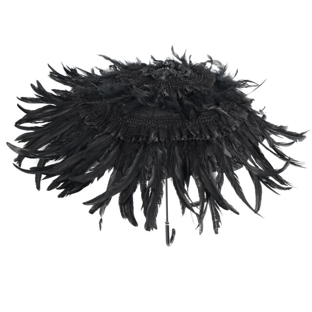 Burlesque Show Parasol Dark Spectacle with Feathers