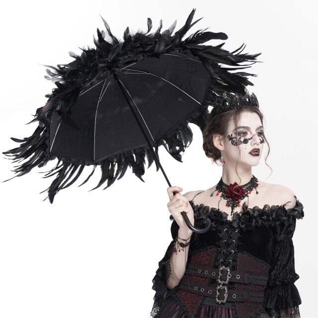 Burlesker Show-Schirm Dark Spectacle mit Federn