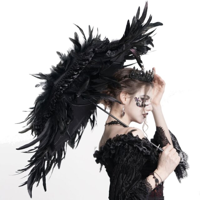 Burlesker Show-Schirm Dark Spectacle mit Federn