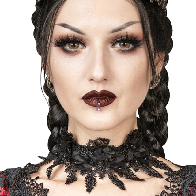 Schwarzer Choker aus venezianischer Spitze mit...