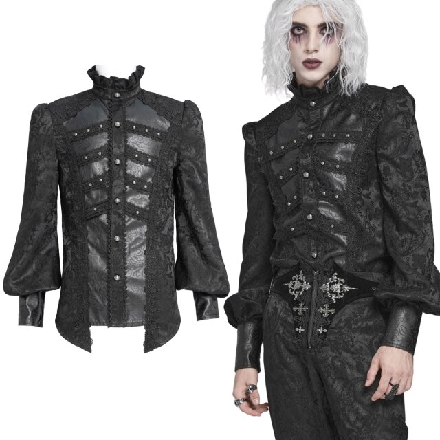 Victorian goth shirt (SHT14601) in silk-matt paisley...