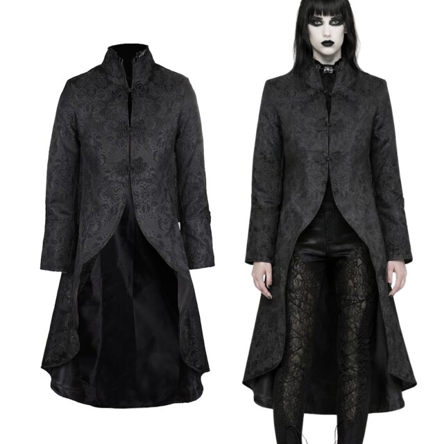Victorian Gothic brocade coat for women with a flared...