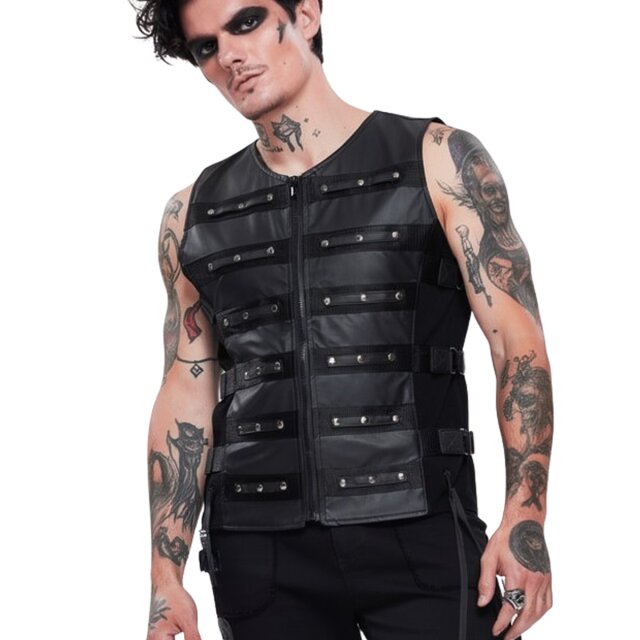 Zügellos Button Vest Wetlook Tech-Wear-Waistcoat...