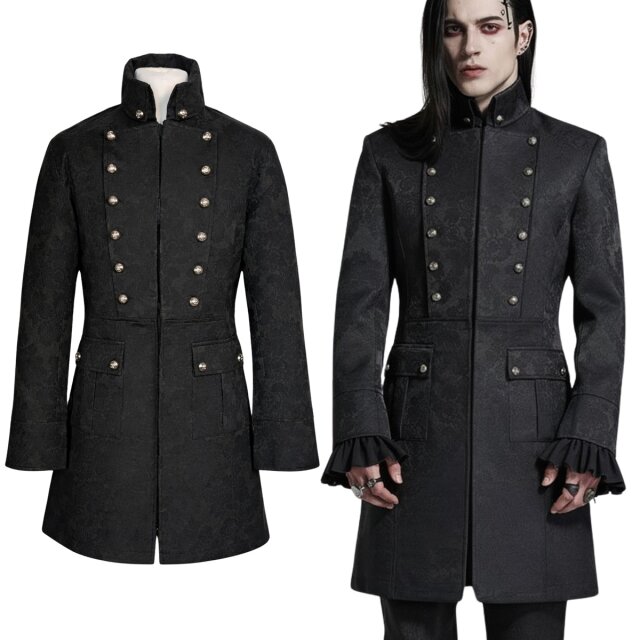 Gothic-Herren-Kurzmantel im Admiral-Stil aus seidenmattem...