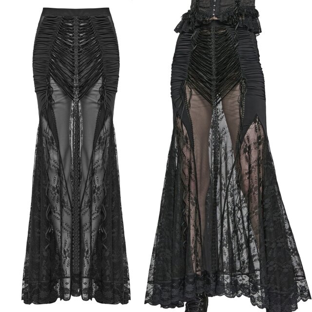 Langer transparenter Gothic-Rock (WQ-682BK) aus Mesh mit...