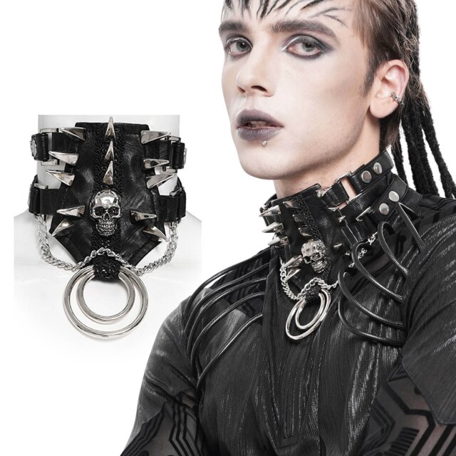 halsband für sub Lederhalsband mit O-Ring, Kette und Knochen/Schlüsselanhänger main image 1