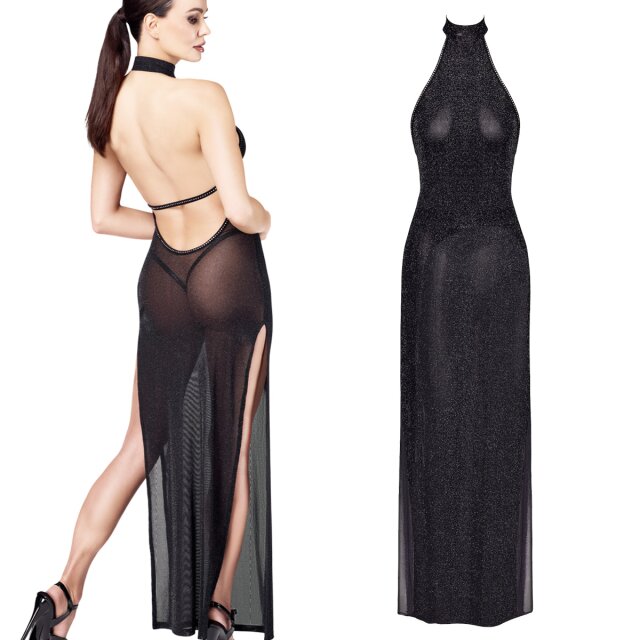 Langes Neckholder-Kleid aus leicht transparentem...