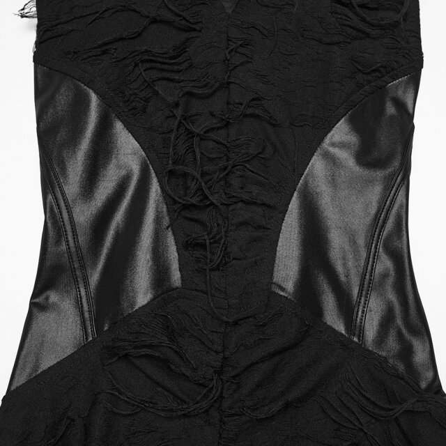 PUNK RAVE Wasteland Maxi Dress After the Ash in shredded look with XXL hood