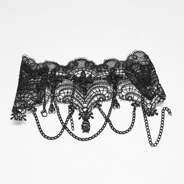 PUNK RAVE Gothic Spitzenchoker A Little Bite of Lace mit Fledermäusen