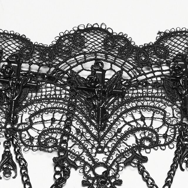PUNK RAVE Gothic Spitzenchoker A Little Bite of Lace mit Fledermäusen