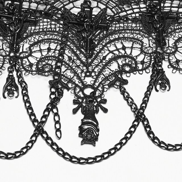 PUNK RAVE Gothic Spitzenchoker A Little Bite of Lace mit Fledermäusen