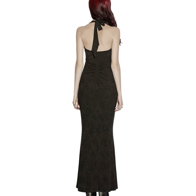 PUNK RAVE Gothic Neckholder Maxi Dress Too Elegant to Behave in Mermaid Silhouette