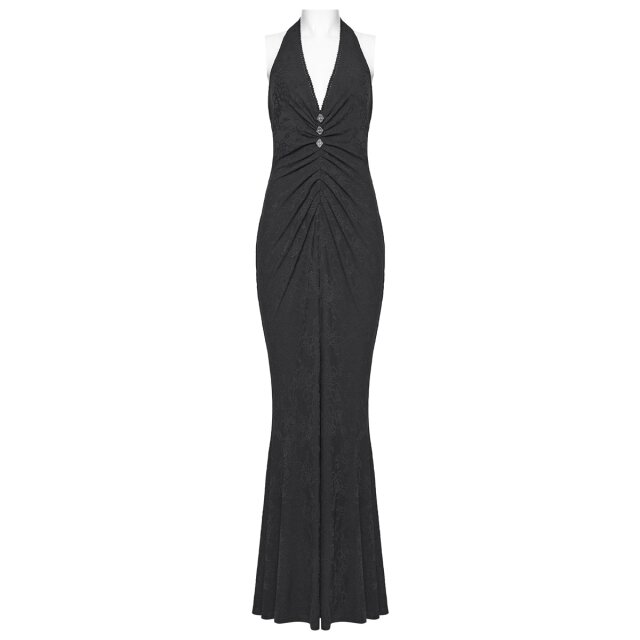 PUNK RAVE Gothic Neckholder Maxi Dress Too Elegant to Behave in Mermaid Silhouette