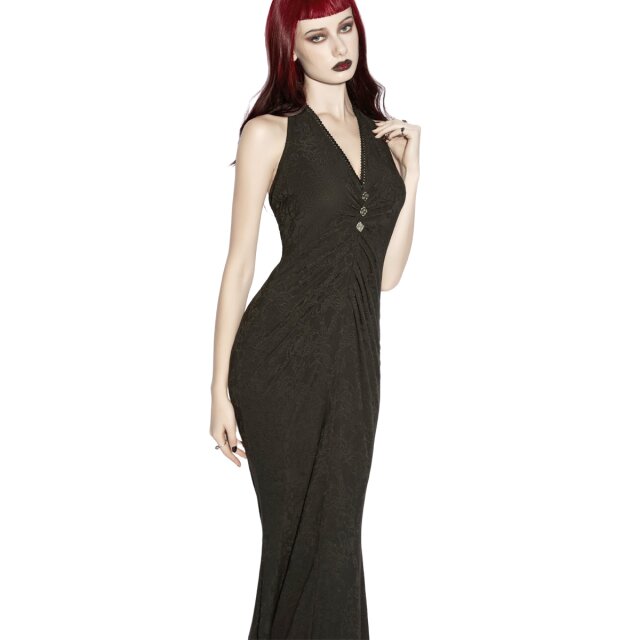 PUNK RAVE Gothic Neckholder Maxi Dress Too Elegant to Behave in Mermaid Silhouette