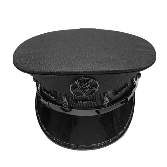 PUNK RAVE Unisex Gothic Peaked Cap On Silent Patrol with a Uniform-Inspired Design