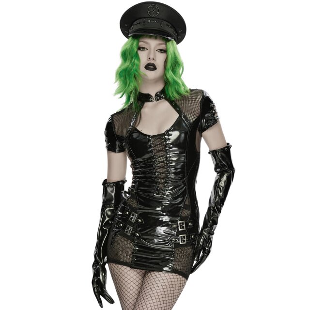 PUNK RAVE Unisex Gothic Peaked Cap On Silent Patrol with a Uniform-Inspired Design
