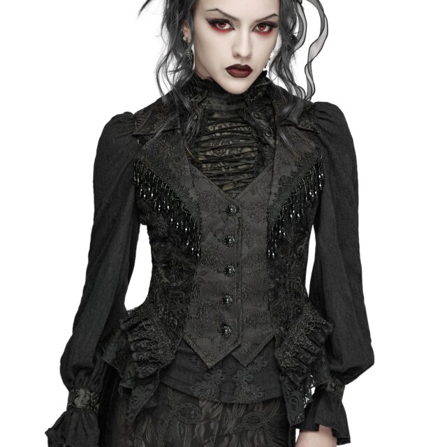 PUNK RAVE Glamour Gothic Waistcoat Refined Sin with Pearl Details