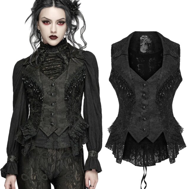 Tailored Gothic waistcoat in embroidered tulle with pearl...