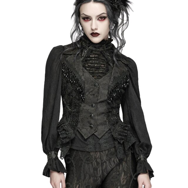 PUNK RAVE Glamour Gothic Waistcoat Refined Sin with Pearl Details