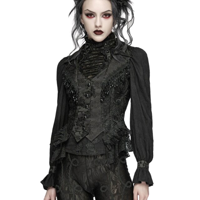 PUNK RAVE Glamour Gothic Weste Refined Sin mit Perlen L