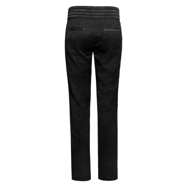 Steampunk pinstripe pants Watson with wide paisley waistband - size: S