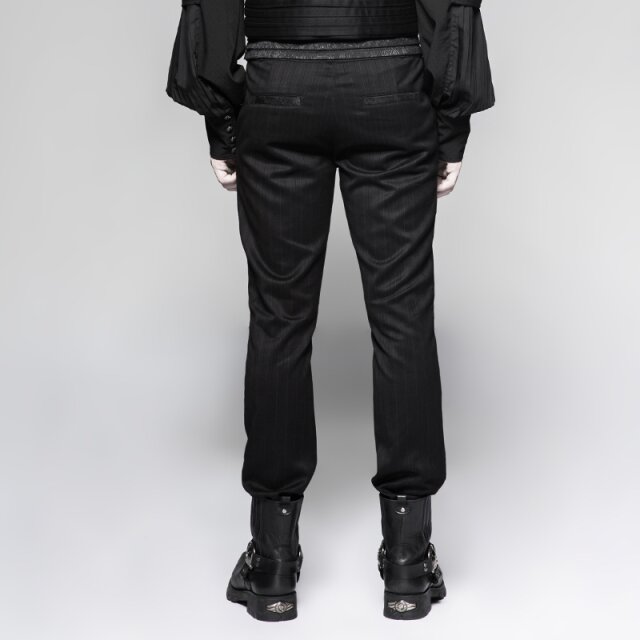 Steampunk pinstripe pants Watson with wide paisley waistband - size: S