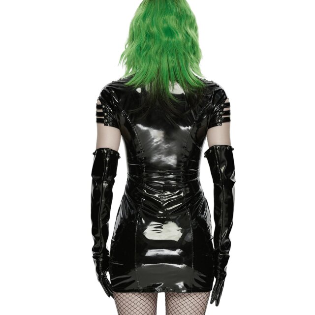 PUNK RAVE Cyber-Goth Lack-Minikleid Toxic Glow