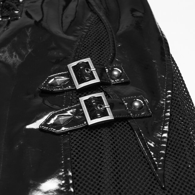 PUNK RAVE Cyber-Goth Patent Mini Dress Toxic Glow